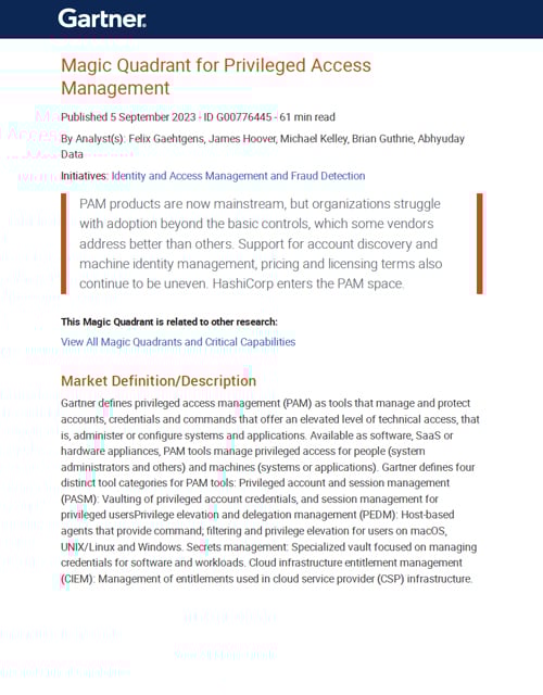 2023 Gartner Magic Quadrant for Privileged Access Management